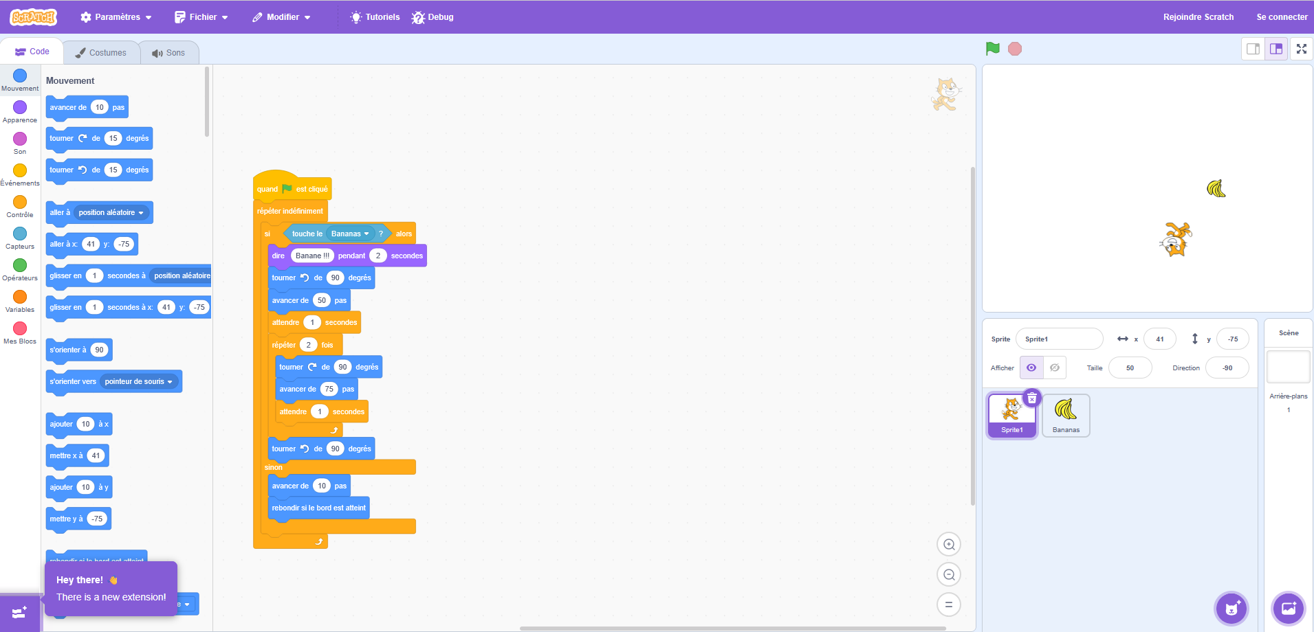 Conception d'un exercice que le site Scratch